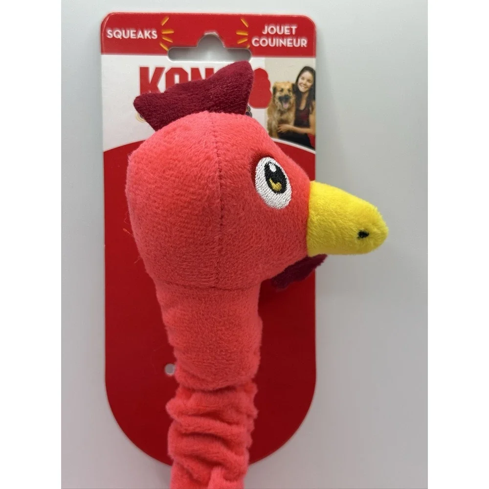 KONG Shakers Bobz Medium Squeaky Rooster Dog Toy Tough Flexible Cord